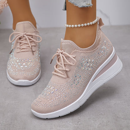 Zapatillas casuales - Transpirables para mujeres adornadas con cristales