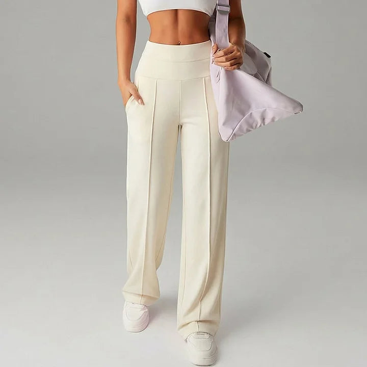 Pantalones de pierna recta de color sólido para mujer - Cómodos Pantalones