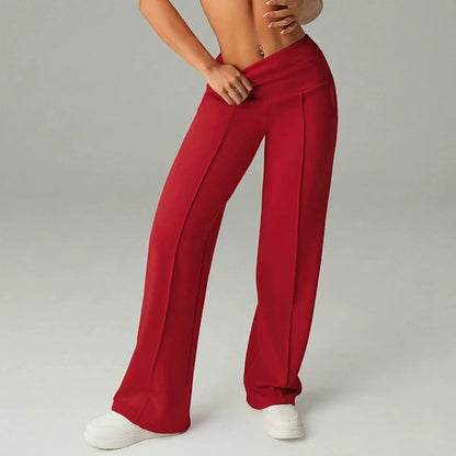 Pantalones de pierna recta de color sólido para mujer - Cómodos Pantalones