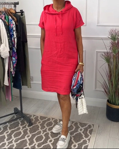 Aurève - Vestido Casual Corto con Capucha