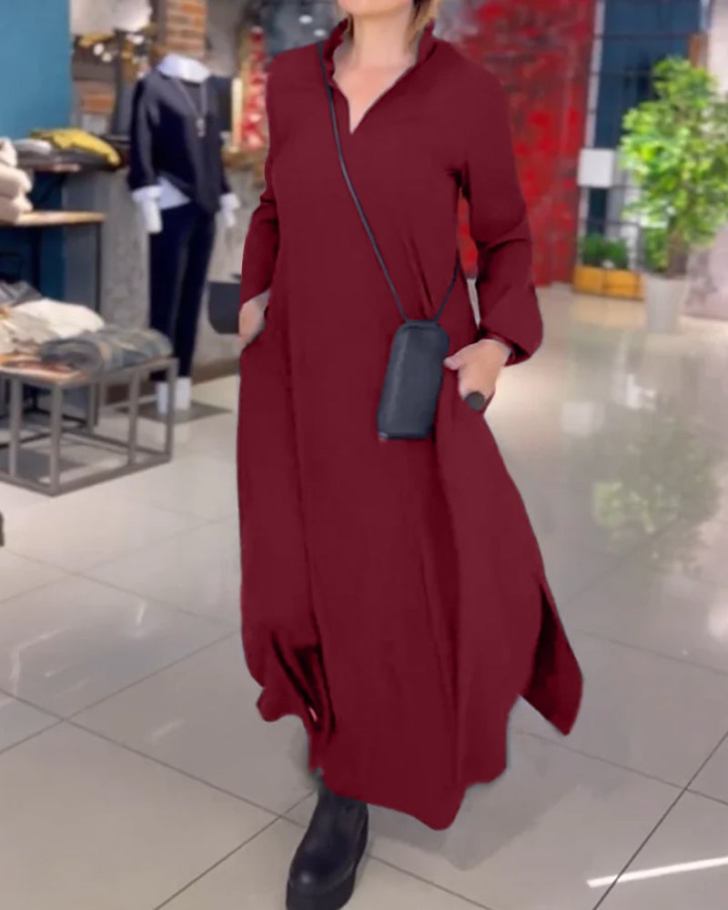 Vestido largo suelto con aberturas laterales - Casual vestido tipo shift