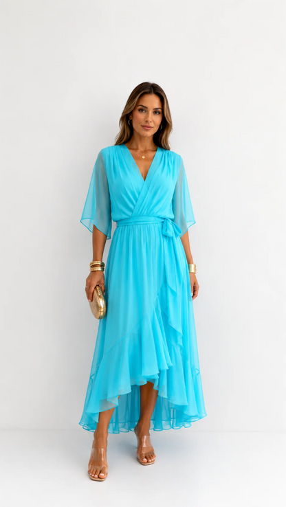 Léa — Vestido Maxi de Chiffon Floral