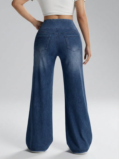 Pantalones de Pierna Ancha con Control de Abdomen - Elegantes