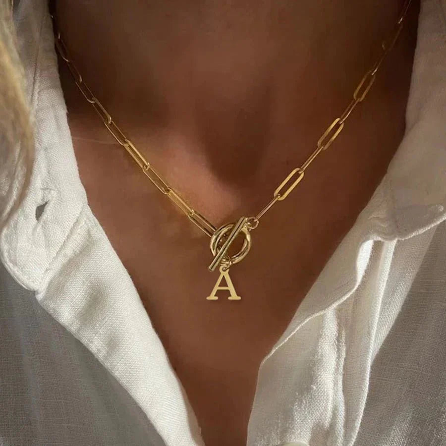 Collar Inicial — Cadena de Clip de Papel