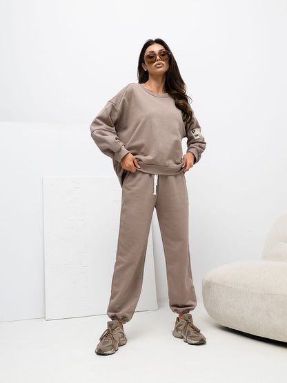 Helen — Conjunto de Top de Punto Suave para Mujer y Pantalón de Pierna Ancha