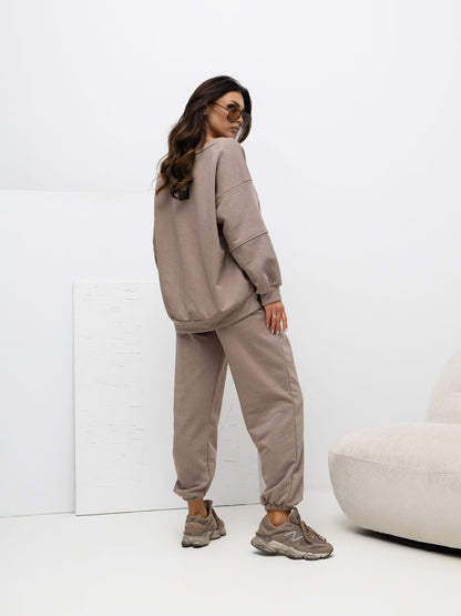 Helen — Conjunto de Top de Punto Suave para Mujer y Pantalón de Pierna Ancha