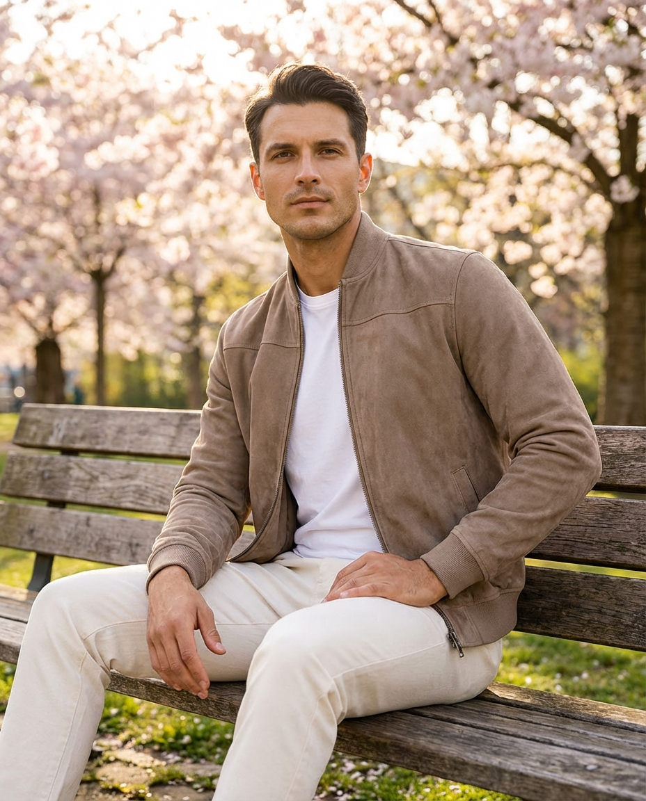 Adrián – Chaqueta Bomber de Ante Premium - Suave