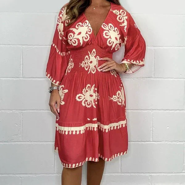 Vestido Midi Bohemio con Escote en V Liora
