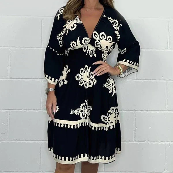 Vestido Midi Bohemio con Escote en V Liora