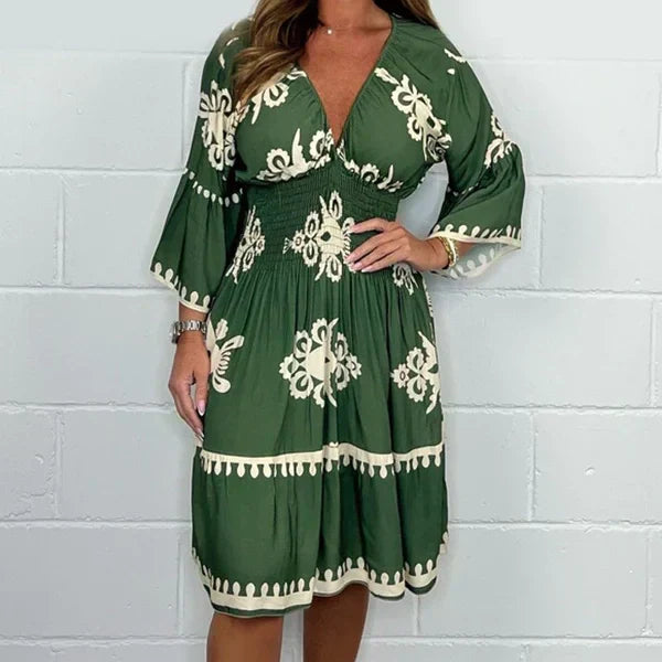 Vestido Midi Bohemio con Escote en V Liora