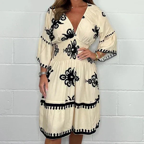 Vestido Midi Bohemio con Escote en V Liora