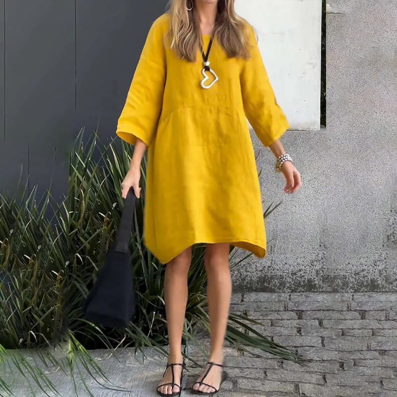Vestido Midi Fluyente de Elegancia Suave Drapada - Confortable Vestido