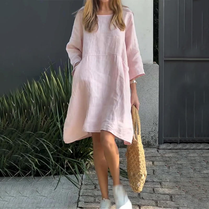 Vestido Midi Fluyente de Elegancia Suave Drapada - Confortable Vestido