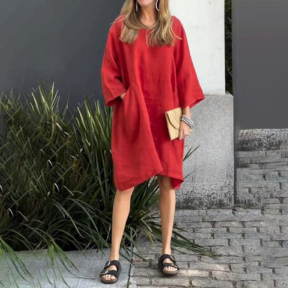 Vestido Midi Fluyente de Elegancia Suave Drapada - Confortable Vestido