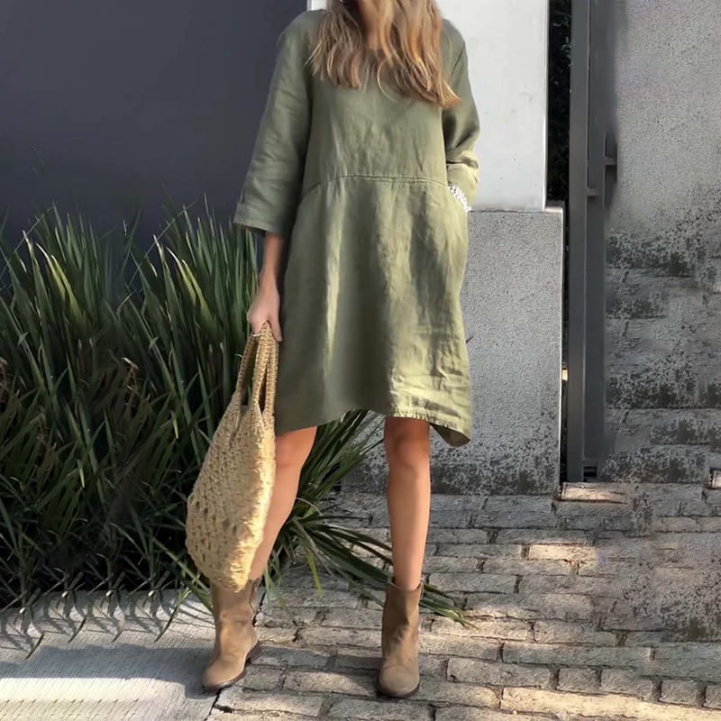 Vestido Midi Fluyente de Elegancia Suave Drapada - Confortable Vestido