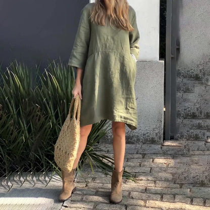 Vestido Midi Fluyente de Elegancia Suave Drapada - Confortable Vestido