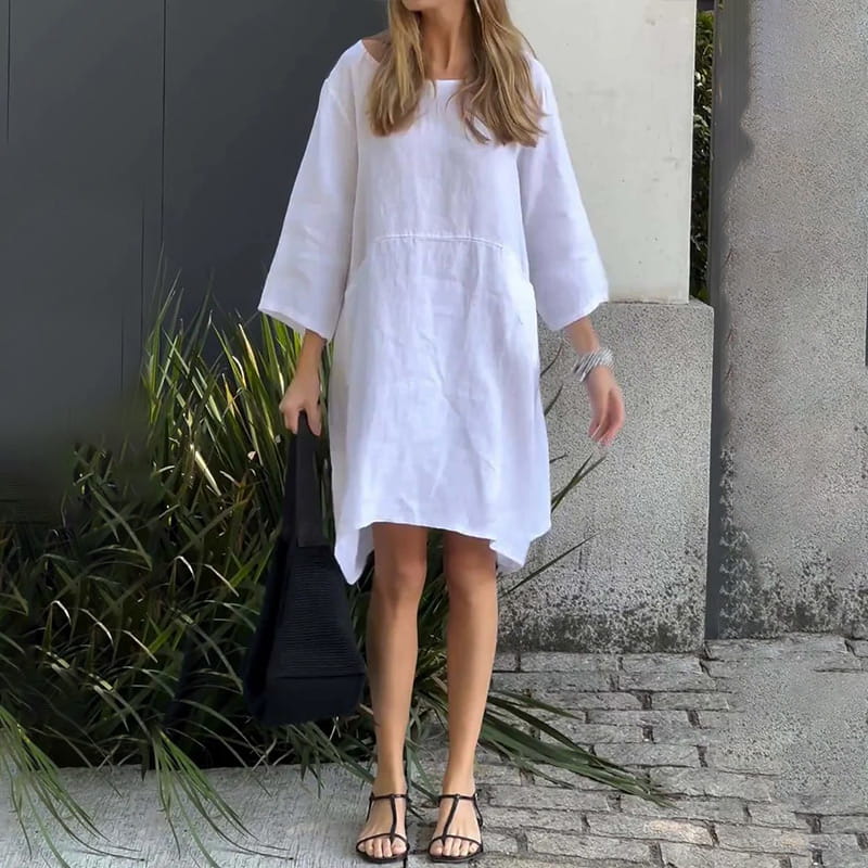 Vestido Midi Fluyente de Elegancia Suave Drapada - Confortable Vestido