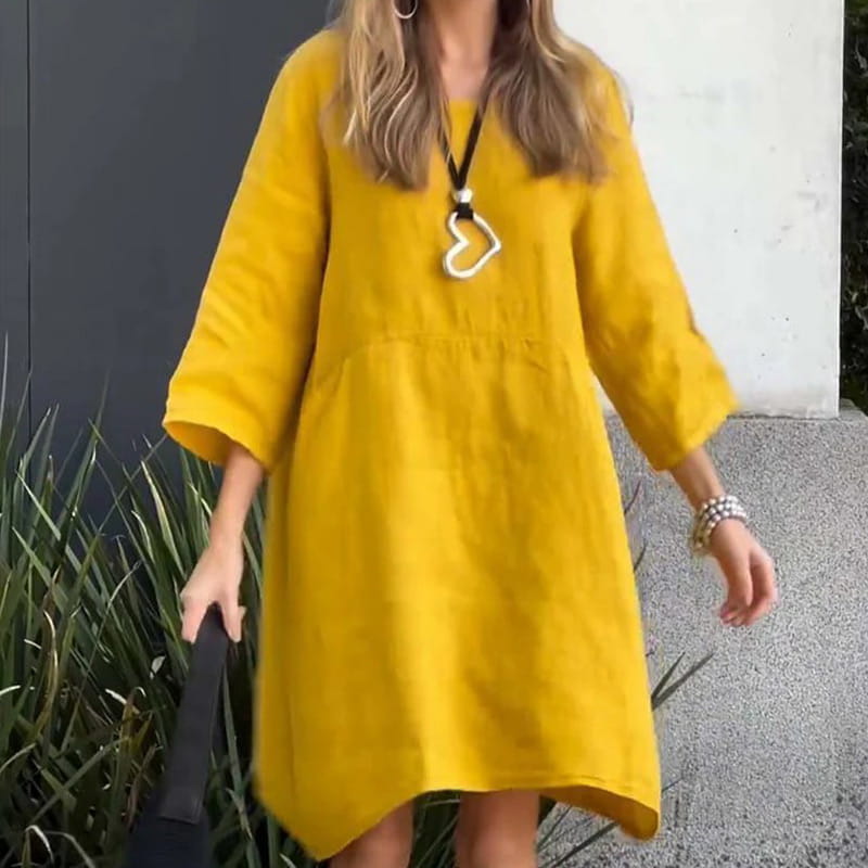 Vestido Midi Fluyente de Elegancia Suave Drapada - Confortable Vestido