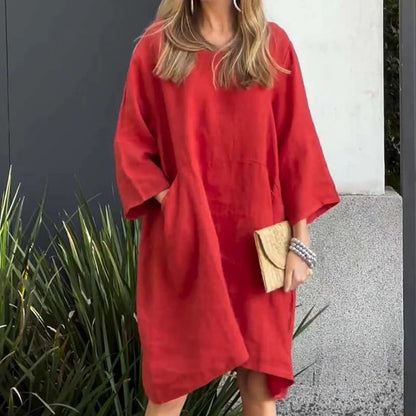 Vestido Midi Fluyente de Elegancia Suave Drapada - Confortable Vestido