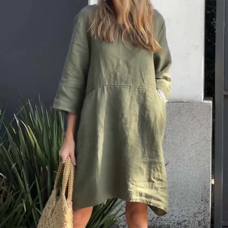 Vestido Midi Fluyente de Elegancia Suave Drapada - Confortable Vestido