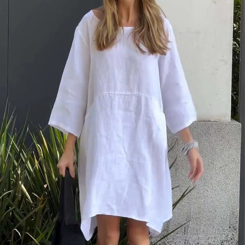 Vestido Midi Fluyente de Elegancia Suave Drapada - Confortable Vestido