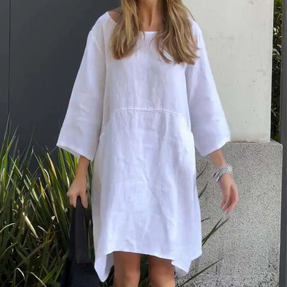 Vestido Midi Fluyente de Elegancia Suave Drapada - Confortable Vestido