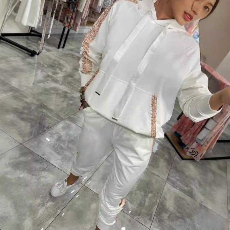 Conjunto de Sudadera para Mujer de 2 Piezas con Cordón y Pantalones - Suave