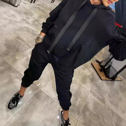 Conjunto de Sudadera para Mujer de 2 Piezas con Cordón y Pantalones - Suave