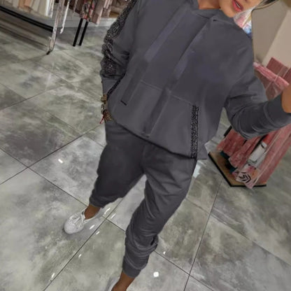 Conjunto de Sudadera para Mujer de 2 Piezas con Cordón y Pantalones - Suave
