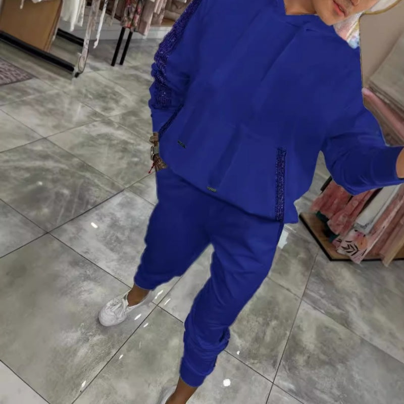 Conjunto de Sudadera para Mujer de 2 Piezas con Cordón y Pantalones - Suave