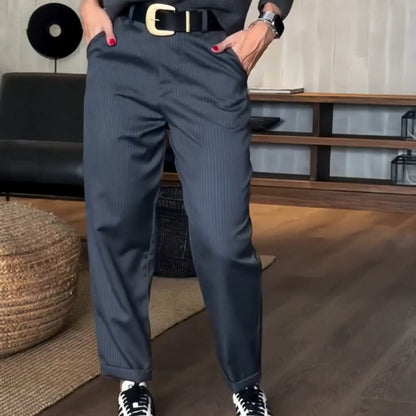 CIERRE ALTO CHIC - Elegante Pantalones de traje rectos de cintura alta casuales para mujeres