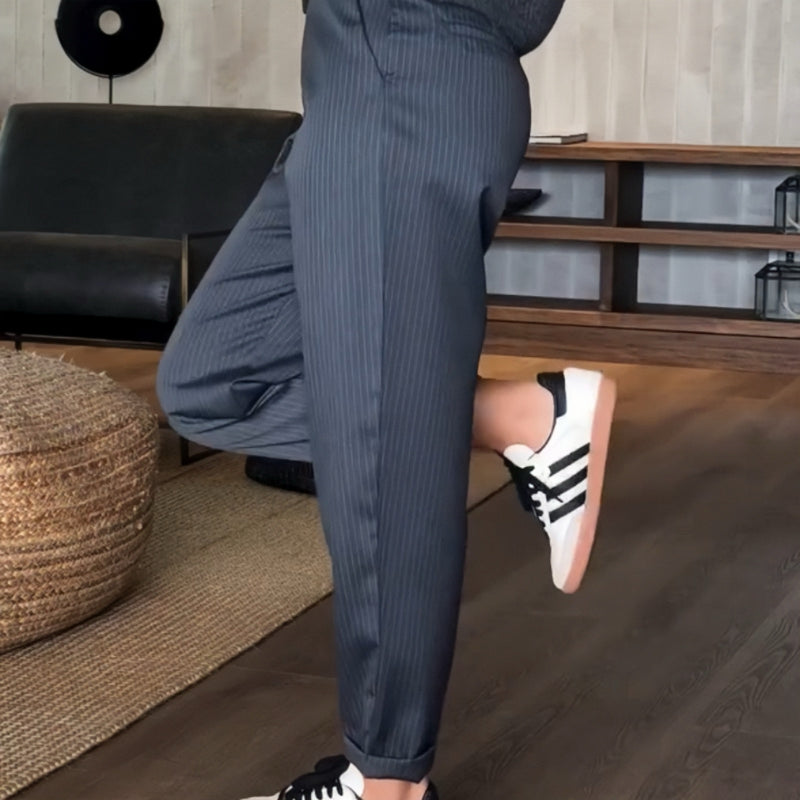 CIERRE ALTO CHIC - Elegante Pantalones de traje rectos de cintura alta casuales para mujeres