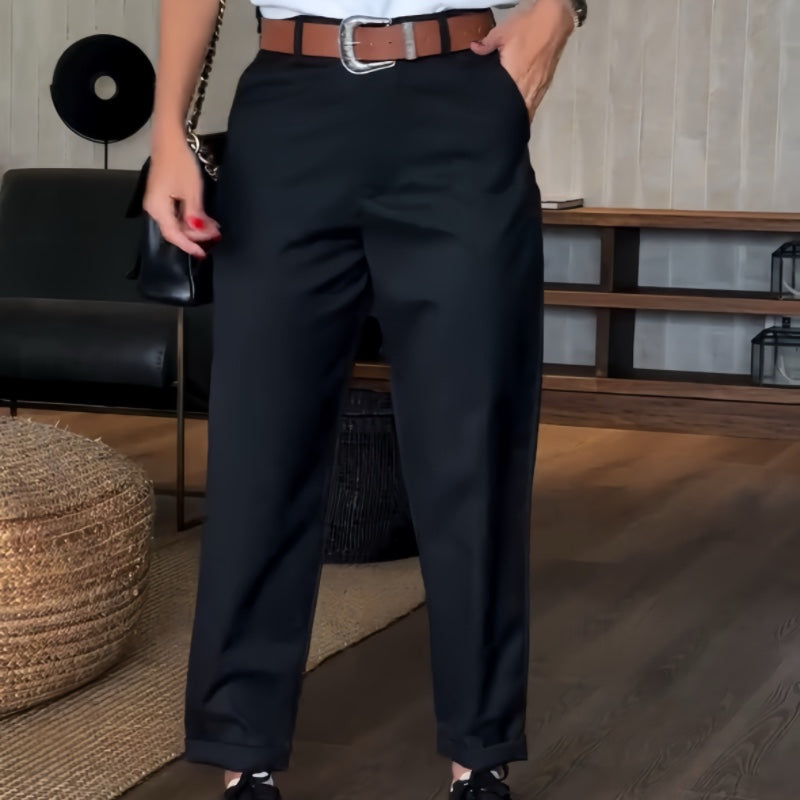 CIERRE ALTO CHIC - Elegante Pantalones de traje rectos de cintura alta casuales para mujeres