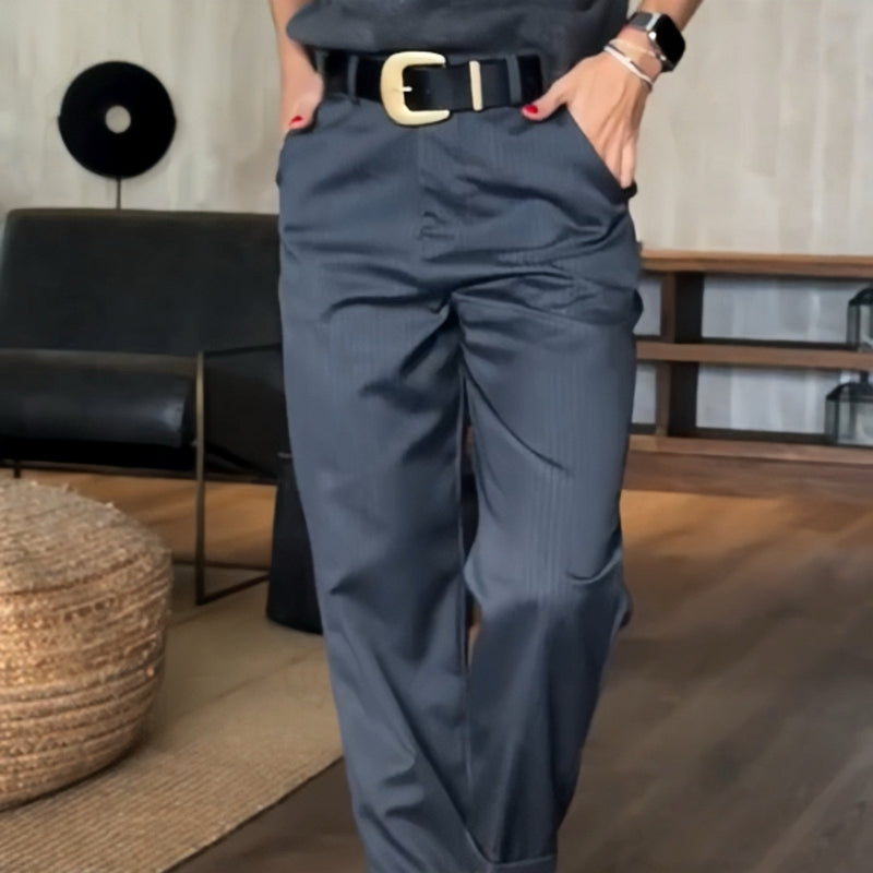 CIERRE ALTO CHIC - Elegante Pantalones de traje rectos de cintura alta casuales para mujeres