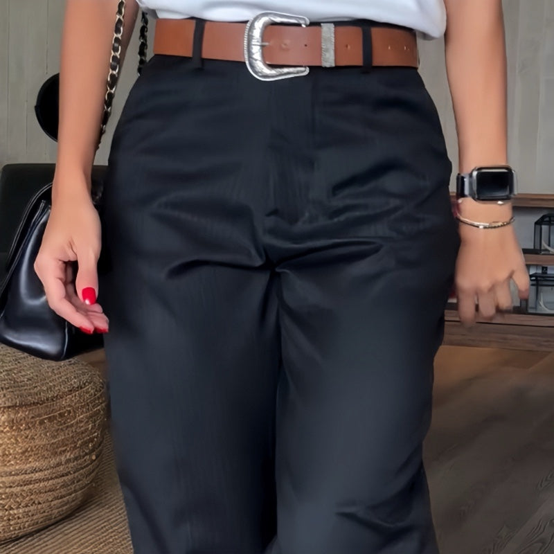 CIERRE ALTO CHIC - Elegante Pantalones de traje rectos de cintura alta casuales para mujeres