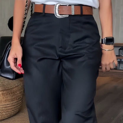 CIERRE ALTO CHIC - Elegante Pantalones de traje rectos de cintura alta casuales para mujeres