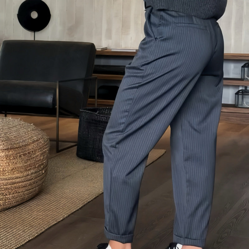 CIERRE ALTO CHIC - Elegante Pantalones de traje rectos de cintura alta casuales para mujeres
