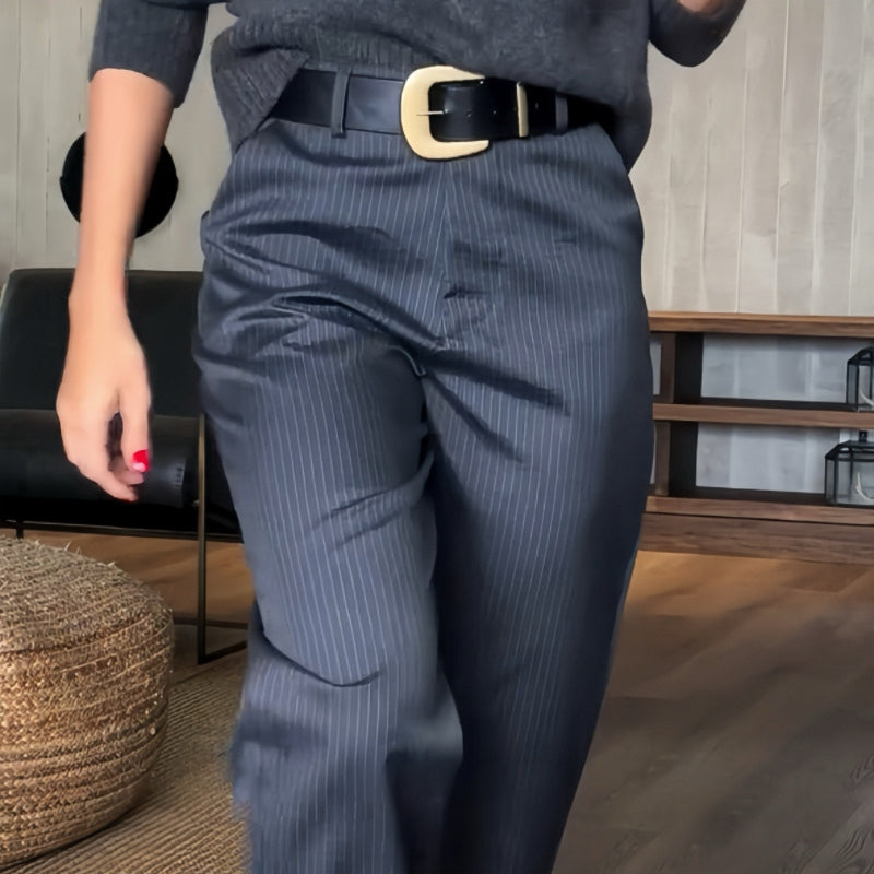CIERRE ALTO CHIC - Elegante Pantalones de traje rectos de cintura alta casuales para mujeres