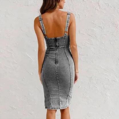 VESTIDO CORTO DE DENIM SLIT VARENA - Cómodo Vestido