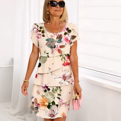 NATURALEZA A TUS PIES - Vibrante Vestido Cascada de Estampado Floral Multi-Planta