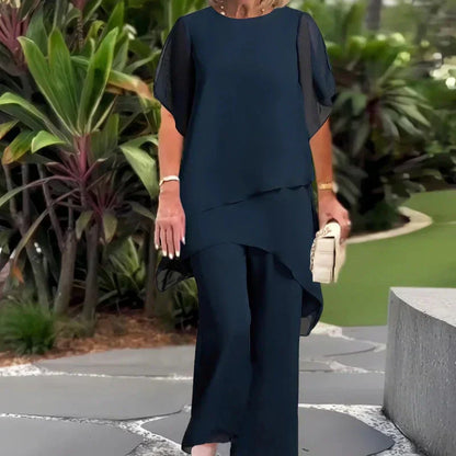 Marlowe — Conjunto de Top Asimétrico y Pantalones de Pierna Ancha