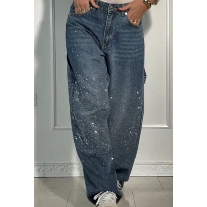 Jeans de Damas con Adorno de Strass - Elegantes Pantalones Casual Cómodos