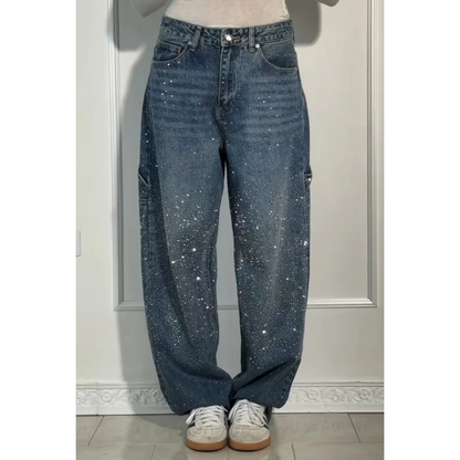 Jeans de Damas con Adorno de Strass - Elegantes Pantalones Casual Cómodos