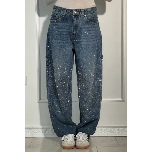 Jeans de Damas con Adorno de Strass - Elegantes Pantalones Casual Cómodos