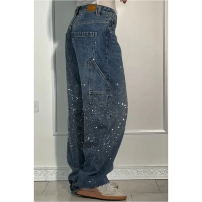 Jeans de Damas con Adorno de Strass - Elegantes Pantalones Casual Cómodos