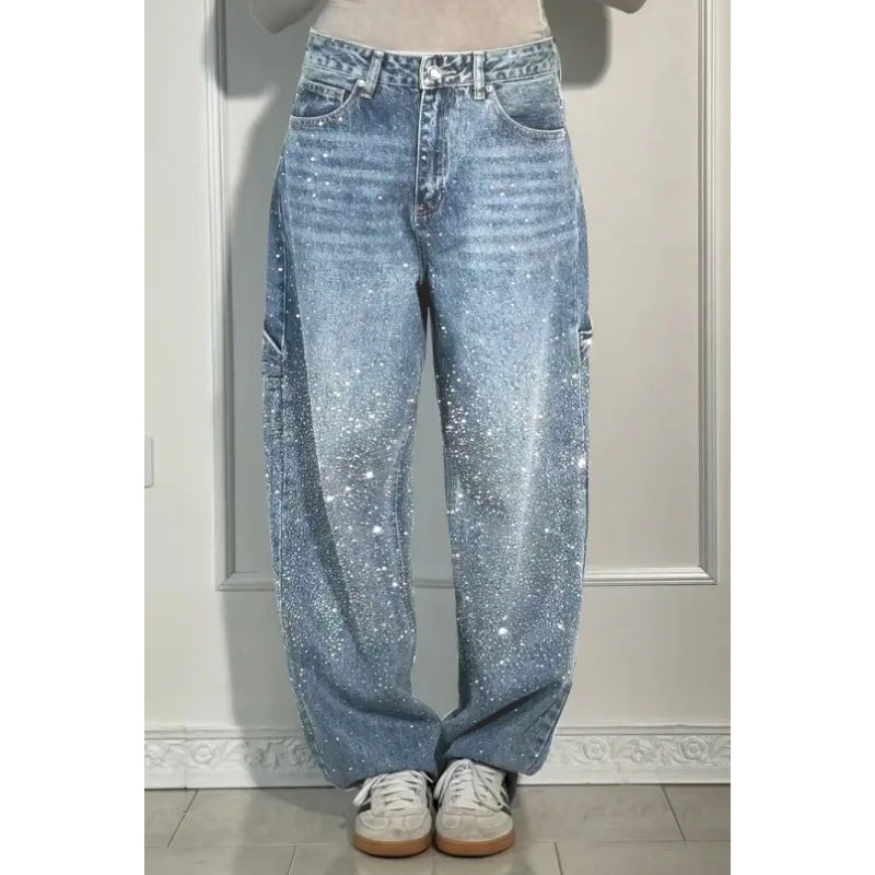 Jeans de Damas con Adorno de Strass - Elegantes Pantalones Casual Cómodos