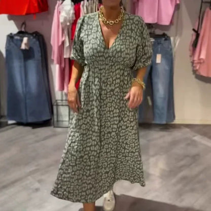 Lumière — Vestido Midi Impreso con Escote en V