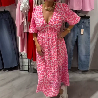 Lumière — Vestido Midi Impreso con Escote en V