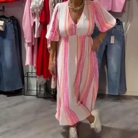 Lumière — Vestido Midi Impreso con Escote en V