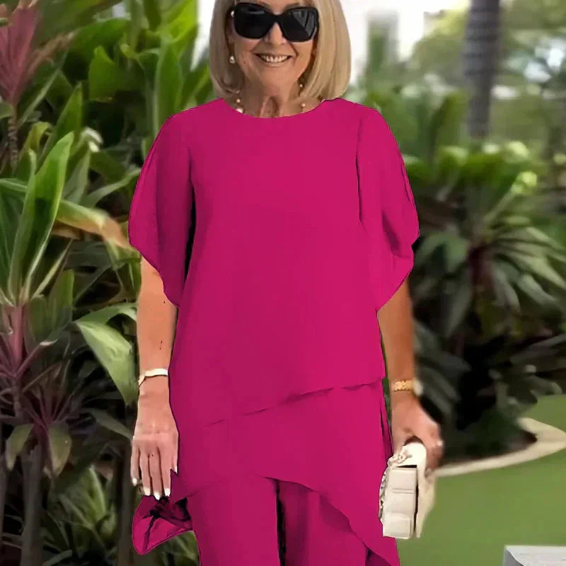 Ashley — Conjunto Casual de Dos Piezas con Dobladillo Irregular para Mujeres